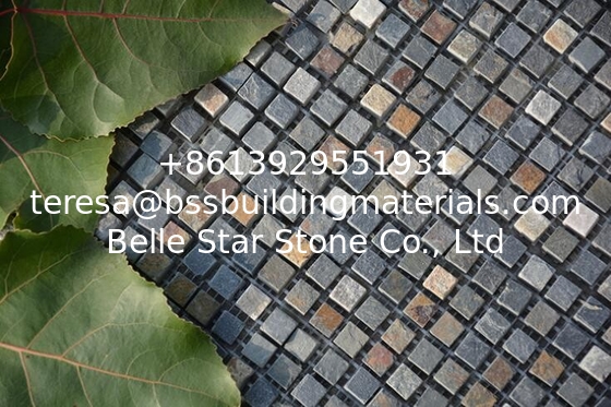 Multicolor Slate Mosaic,Natural Stone Mosaic Pattern,Rusty Slate Mosaic Wall Tiles,Interior Stone Mosaic