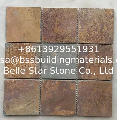 Multicolor Slate Mosaic,Natural Stone Mosaic Pattern,Rust Slate Mosaic Wall Tiles,Interior Stone Mosaic