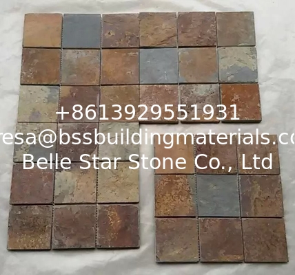Multicolor Slate Mosaic,Natural Stone Mosaic Pattern,Rust Slate Mosaic Wall Tiles,Interior Stone Mosaic