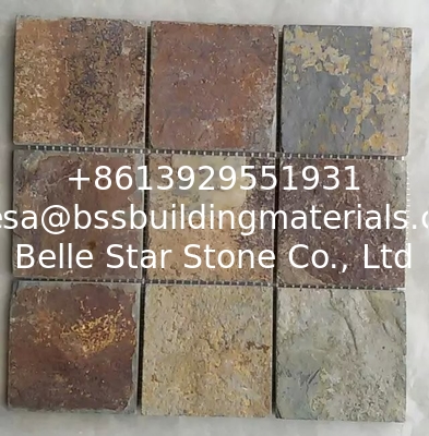 Multicolor Slate Mosaic,Natural Stone Mosaic Pattern,Rust Slate Mosaic Wall Tiles,Interior Stone Mosaic