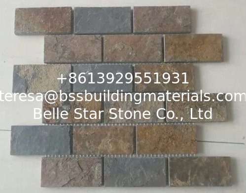 Multicolor Slate Mosaic,Natural Stone Mosaic Pattern,Rust Slate Mosaic Wall Tiles,Interior Stone Mosaic