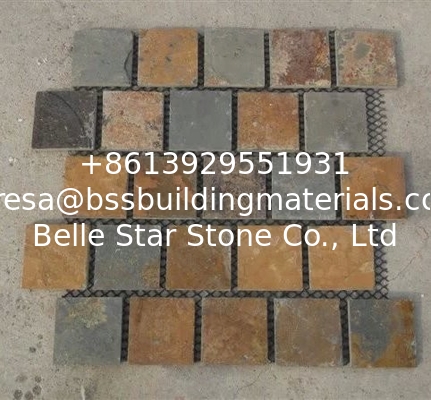 Multicolor Slate Mosaic,Natural Stone Mosaic Pattern,Rust Slate Mosaic Wall Tiles,Interior Stone Mosaic