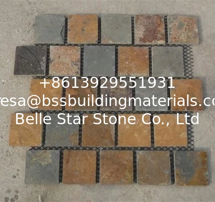 Multicolor Slate Mosaic,Natural Stone Mosaic Pattern,Rust Slate Mosaic Wall Tiles,Interior Stone Mosaic