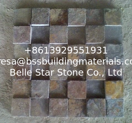 Multicolor Slate Mosaic,Natural Stone Mosaic Pattern,Rusty Slate Mosaic Wall Tiles,Interior Stone Mosaic