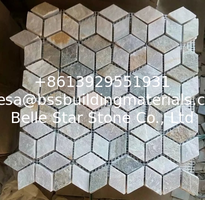 Oyster Quartzite Mosaic,Natural Stone Mosaic Pattern,Mosaic Wall Tiles,Interior Stone Mosaic