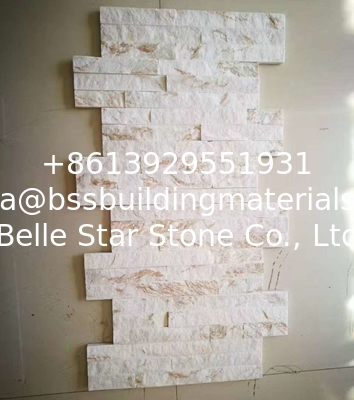 Cream Quartzite Thin Stone Veneer,Ivory Quartzite Culture Stone,18x35 S cut Stone Cladding,Stacked Stone