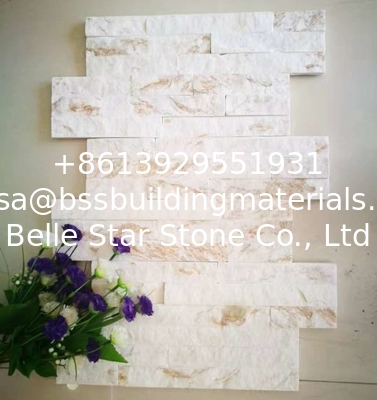 Cream Quartzite Thin Stone Veneer,Ivory Quartzite Culture Stone,18x35 S cut Stone Cladding,Stacked Stone