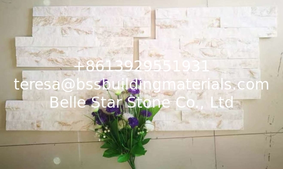 Cream Quartzite Thin Stone Veneer,Ivory Quartzite Culture Stone,18x35 S cut Stone Cladding,Stacked Stone