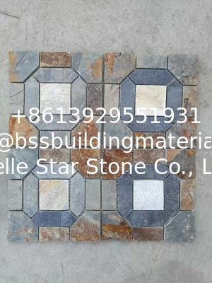 Multicolor Slate Mosaic,Natural Stone Mosaic Pattern,Slate Mosaic Wall Tiles,Interior Stone Mosaic