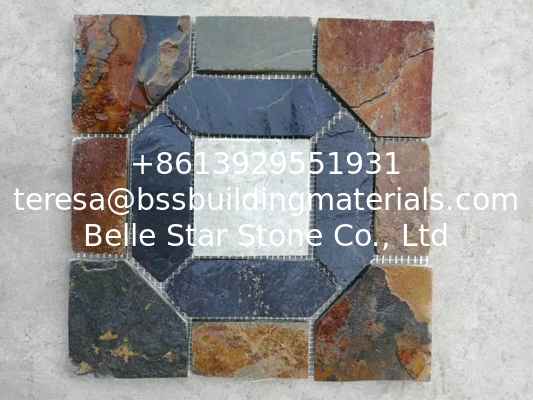 Multicolor Slate Mosaic,Natural Stone Mosaic Pattern,Slate Mosaic Wall Tiles,Interior Stone Mosaic