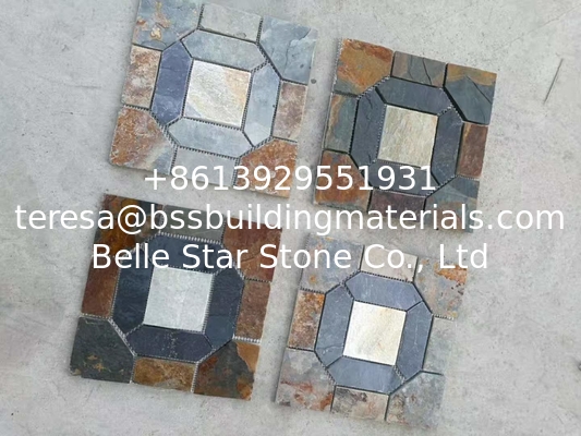 Multicolor Slate Mosaic,Natural Stone Mosaic Pattern,Slate Mosaic Wall Tiles,Interior Stone Mosaic