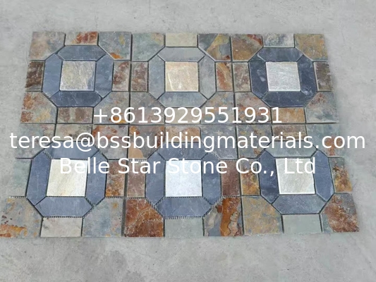 Multicolor Slate Mosaic,Natural Stone Mosaic Pattern,Slate Mosaic Wall Tiles,Interior Stone Mosaic
