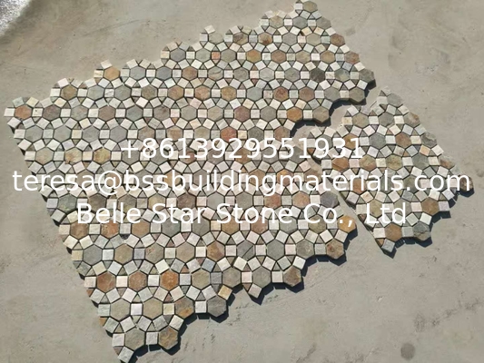 Multicolor Slate Mosaic,Natural Stone Mosaic Pattern,Slate Mosaic Wall Tiles,Interior Stone Mosaic
