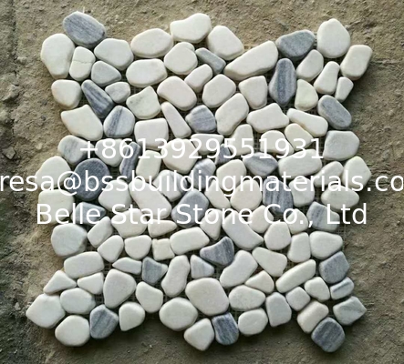 White Mixed Grey Pebble Mosaic,Natural Stone Mosaic Pattern,Pebble Mosaic Wall Tiles,Interior Stone Mosaic