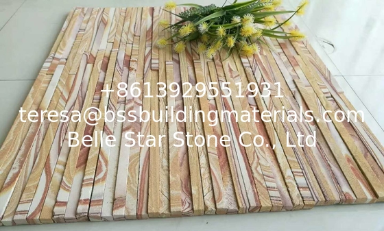 Yellow Wooden Sandstone Mini Culture Stone,Sandstone Waterfall Shape Ledgestone,Yellow Thin Stone Veneer