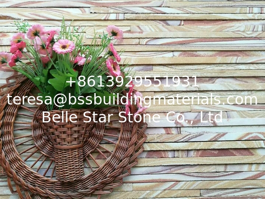 Yellow Wooden Sandstone Mini Culture Stone,Sandstone Waterfall Shape Ledgestone,Yellow Thin Stone Veneer