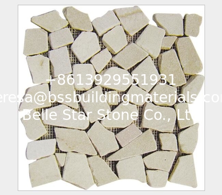 White Quartzite Gravel Mosaic,Natural Stone Mosaic Pattern,Crushed Stone Mosaic Wall Tiles,Interior Stone Mosaic