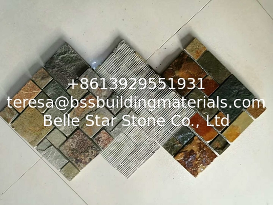 Multicolor Slate Mosaic,Natural Stone Mosaic Pattern,Slate Mosaic Wall Tiles,Interior Stone Mosaic
