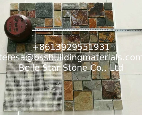 Multicolor Slate Mosaic,Natural Stone Mosaic Pattern,Slate Mosaic Wall Tiles,Interior Stone Mosaic