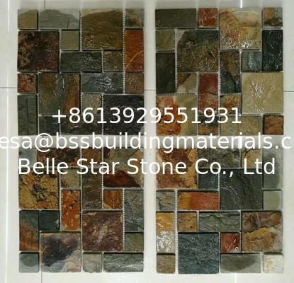Multicolor Slate Mosaic,Natural Stone Mosaic Pattern,Slate Mosaic Wall Tiles,Interior Stone Mosaic