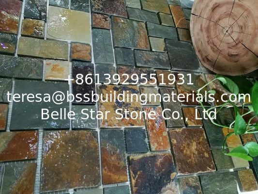 Multicolor Slate Mosaic,Natural Stone Mosaic Pattern,Slate Mosaic Wall Tiles,Interior Stone Mosaic