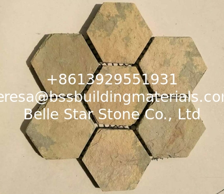 Yellow Slate Hexagon Flagstone,Slate Flagston Patio Stones/Wall Cladding Natural Slate Flagstone Pavers/Walkway