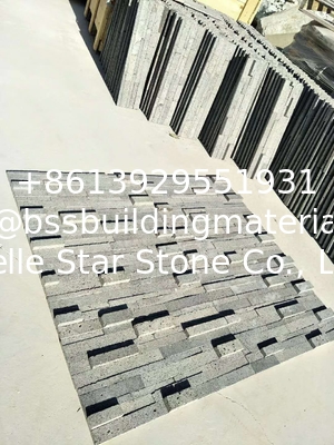 Black Lava 3D Stacked Stone,Basalt Culture Stone Veneer,Volcany Stone Wall Panel,Lava Ledgestone