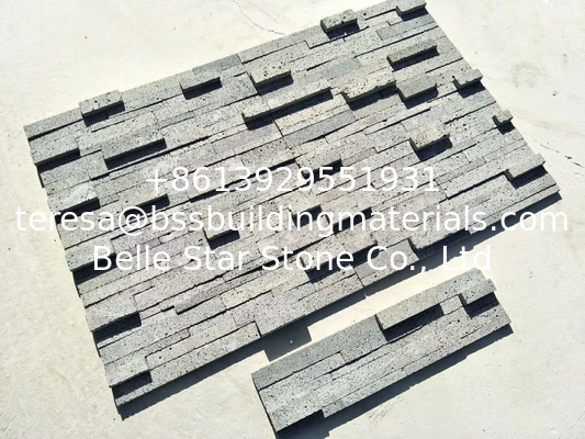 Black Lava 3D Stacked Stone,Basalt Culture Stone Veneer,Volcany Stone Wall Panel,Lava Ledgestone