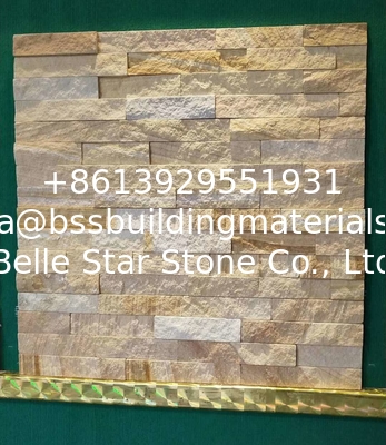 Yellow Wooden Sandstone Culture Stone,Sandstone Ledger Panels,Yellow Stone Cladding,Sandstone Veneer