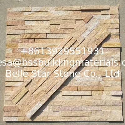 Yellow Wooden Sandstone Culture Stone,Sandstone Ledger Panels,Yellow Stone Cladding,Sandstone Veneer