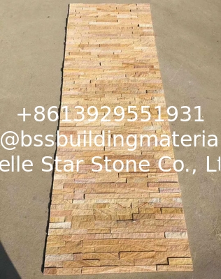 Yellow Wooden Sandstone Culture Stone,Sandstone Ledger Panels,Yellow Stone Cladding,Sandstone Veneer
