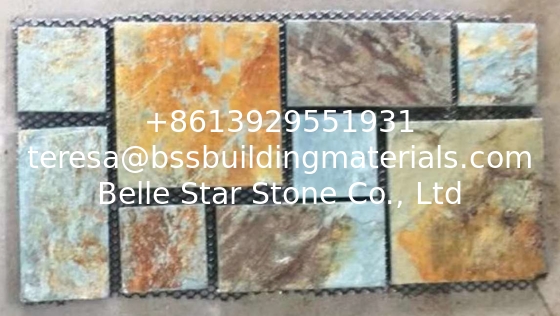Rusty Slate Meshed Flagstone,Multicolor Slate Flagstone Walkway,Rust Slate Flagstone Pavers,Slate Flagstone Flooring