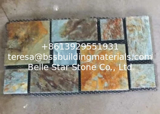 Rusty Slate Meshed Flagstone,Multicolor Slate Flagstone Walkway,Rust Slate Flagstone Pavers,Slate Flagstone Flooring