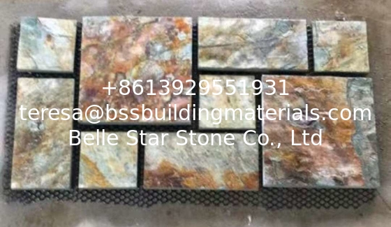 Rusty Slate Meshed Flagstone,Multicolor Slate Flagstone Walkway,Rust Slate Flagstone Pavers,Slate Flagstone Flooring