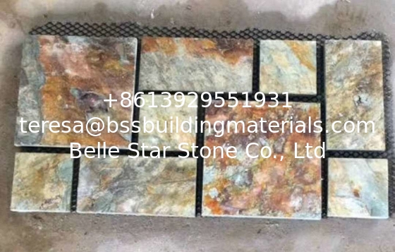 Rusty Slate Meshed Flagstone,Multicolor Slate Flagstone Walkway,Rust Slate Flagstone Pavers,Slate Flagstone Flooring