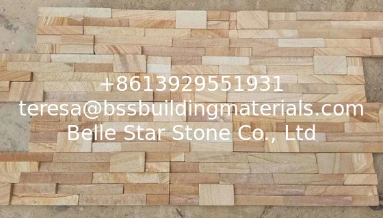 Yellow Wooden Sandstone Wall Cladding,Yellow Stacked Stone,Sandstone Ledgestone,Stone Veneer