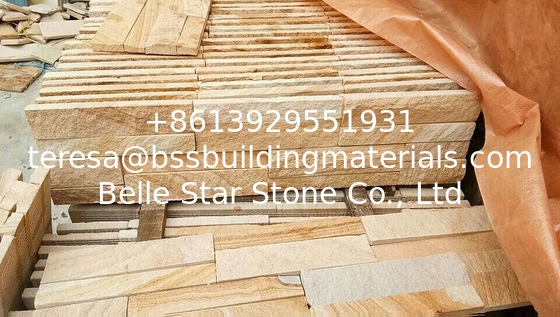 Yellow Wooden Sandstone Wall Panels,Sandstone Stacked Stone,Natural Culture Stone,Yellow Ledgestone