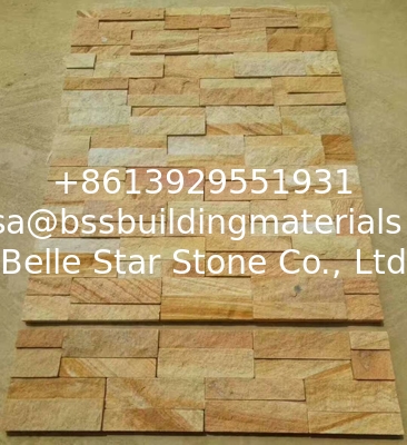 Yellow Wooden Sandstone Wall Panels,Sandstone Stacked Stone,Natural Culture Stone,Yellow Ledgestone