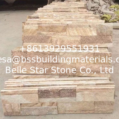 Yellow Wooden Sandstone Wall Panels,Sandstone Stacked Stone,Natural Culture Stone,Yellow Ledgestone