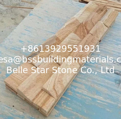 Yellow Wooden Sandstone Culture Stone,Yellow Stacked Stone,Sandstone Wall Cladding,Natural Stone Panels