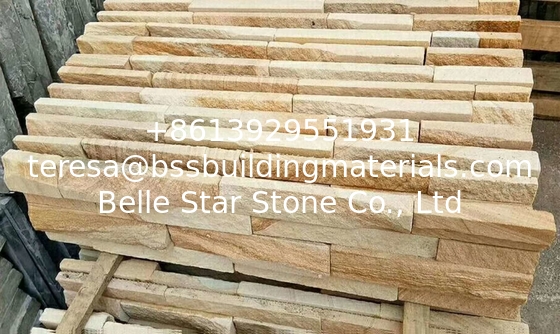 Yellow Wooden Sandstone Culture Stone,Yellow Stacked Stone,Sandstone Wall Cladding,Natural Stone Panels