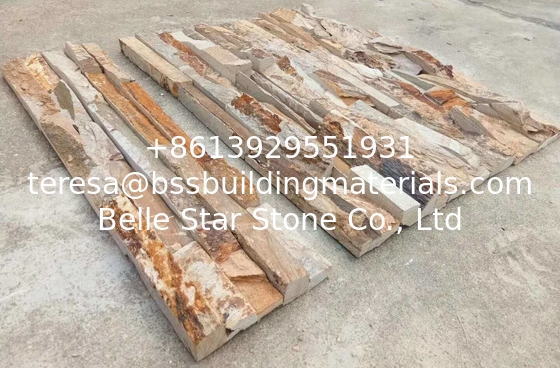 Autumn Slate Stacked Stone,Gold Wooden Slate Culture Stone,Multicolor Slate Stone Cladding,Ledgestone