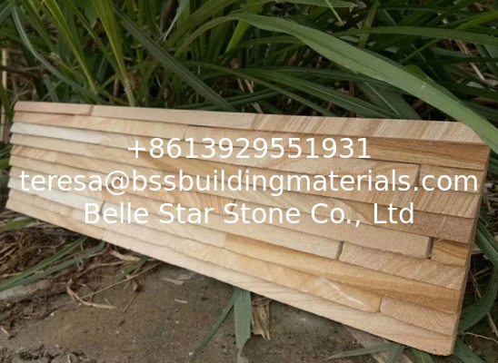 Yellow Sandstone Mini Stacked Stone,Sandstone Waterfall Shape Ledgestone,Yellow Stone Cladding