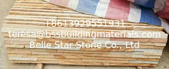 Yellow Sandstone Mini Stacked Stone,Sandstone Waterfall Shape Ledgestone,Yellow Stone Cladding