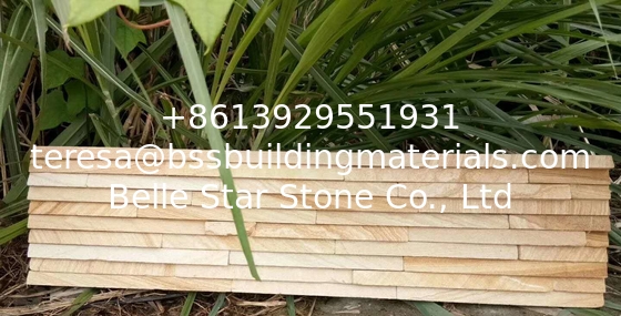 Yellow Sandstone Mini Stacked Stone,Sandstone Waterfall Shape Ledgestone,Yellow Stone Cladding