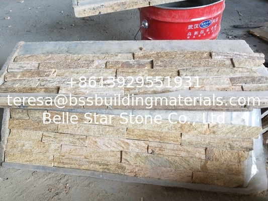 Golden Yellow Quartzite Split Face Stone Veneer,Yellow Culture Stone,Stacked Stone,Wall Stone Cladding,Stone Panel