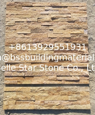 Golden Yellow Quartzite Split Face Stone Veneer,Yellow Culture Stone,Stacked Stone,Wall Stone Cladding,Stone Panel