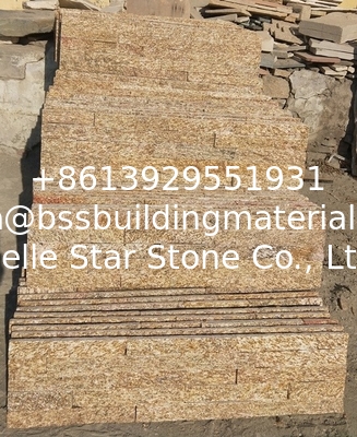 Tiger Skin Yellow Granite Ledgestone,Yellow Stone Veneer,Granite Culture Stone,Natural Stacked Stone,Wall Stone Cladding