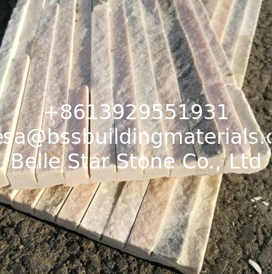 Oyster Quartzite Mini Stacked Stone,White Gold Quartzite Waterfall Shape Ledgestone,Slim Stone Veneer,Culture Stone
