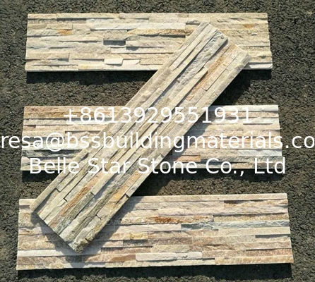 Oyster Quartzite Mini Stacked Stone,White Gold Quartzite Waterfall Shape Ledgestone,Slim Stone Veneer,Culture Stone